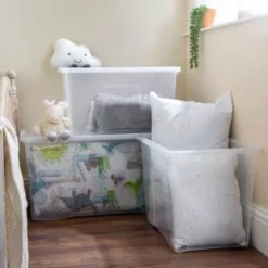 B&M Large Storage Box With Lid 110L - Clear -Comfort Home Store 284861 110l storage box with lid clear 5