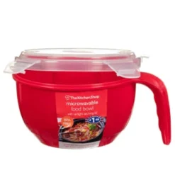 B&M Microwavable Food Bowl With Handle -Comfort Home Store 304743 Microwavable Food Bowl with Handle red1
