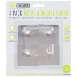 B&M Metal Adhesive Hooks 4pk - Square 7 B&M Metal Adhesive Hooks 4pk - Square -Comfort Home Store 332165 metal hooks 4pk square