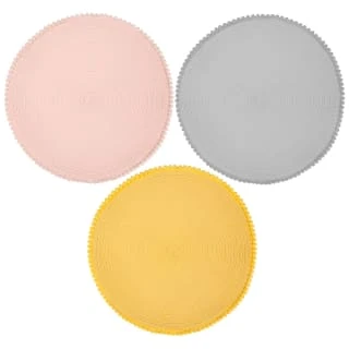 B&M Grey Round Pom Pom Placemats 4pk 5 B&M Grey Round Pom Pom Placemats 4pk - Image 5