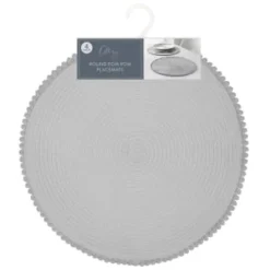 B&M Grey Round Pom Pom Placemats 4pk 6 B&M Grey Round Pom Pom Placemats 4pk -Comfort Home Store 355688 pom pom placemats grey 2