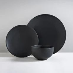 B&M Matte Black Dinner Set 12pc