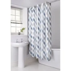 B&M Hookless Print Shower Curtain - Blue