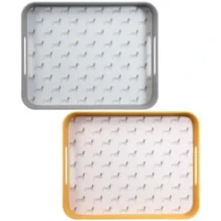 B&M Sausage Dog Bamboo Tray With Handles - Ochre -Comfort Home Store 369483 sausage dog printed bamboo tray with handles ochre