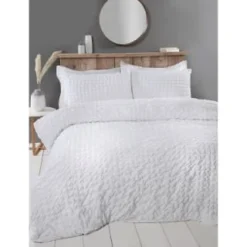 B&M Loft Studio Lara Seersucker King Duvet Set - White