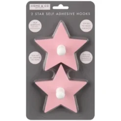 B&M Star Shaped Self Adhesive Hooks 2pk - Blush