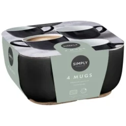 Simply Everyday Gloss Mugs 4pk - Black -Comfort Home Store 380121 4pk simply everyday mugs black 2