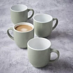 Simply Everyday Gloss Mugs 4pk - Sage -Comfort Home Store 380123 4pk simply everyday mugs sage