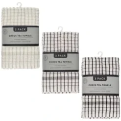B&M Grey Check Tea Towels 3pk -Comfort Home Store 380305 380307 380309 3pk check tea towels main 2