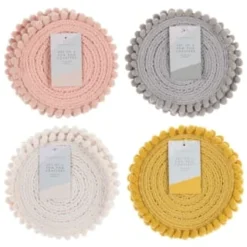 B&M Pom Pom Coasters - Grey 4pk 7 B&M Pom Pom Coasters - Grey 4pk -Comfort Home Store 380383 380384 380492 380495 4pk harmony pom pom coasters