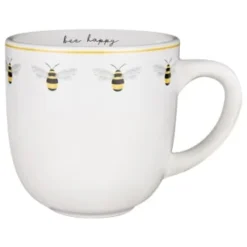 B&M Bee Happy Printed Mugs - 4pk -Comfort Home Store 380506 4pk printed mugs bee happy white