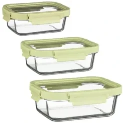 B&M Green Glass Food Container - Small -Comfort Home Store 380662 380663 380664 glass food container green medium