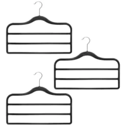 B&M Velvet Trouser Hangers 3pk - Black -Comfort Home Store 383688 3pk pure velvet trouser hangers black