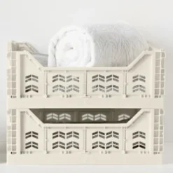 Midi Stacking Fold Flat Crate 30.6 X 20.5 X 12.6cm - Cream 9 Midi Stacking Fold Flat Crate 30.6 X 20.5 X 12.6cm - Cream -Comfort Home Store 384970 384974 384975 home essentials midi stacking fold flat crate main