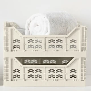 Midi Stacking Fold Flat Crate 30.6 X 20.5 X 12.6cm - Cream 4 Midi Stacking Fold Flat Crate 30.6 X 20.5 X 12.6cm - Cream - Image 4