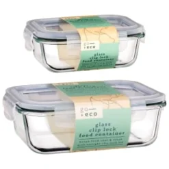 B&M Large Eco Glass Clip Lock Food Container -Comfort Home Store 388506 388507 glass clip lock food container group 2