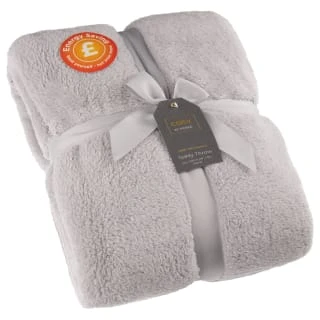 B&M Cosy At Home Silver Teddy Throw 1 B&M Cosy At Home Silver Teddy Throw
