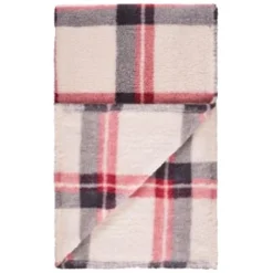 Simply Everyday Check Sherpa Throw - Red -Comfort Home Store 388703 red check sherpa throw 3