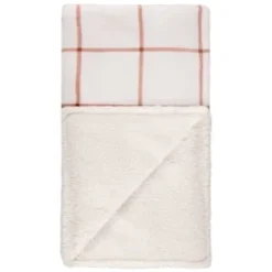 B&M Winston Check Sherpa Throw - White -Comfort Home Store 388854 winston check throw with sherpa 3