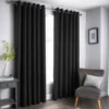 B&M Oxford Black Black Out Curtains With Eyelets 66 X 90"