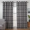 B&M Oakland Traditional Woven Grey Check Curtains 90 X 90"