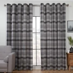 B&M Oakland Traditional Woven Grey Check Curtains 90 X 90"