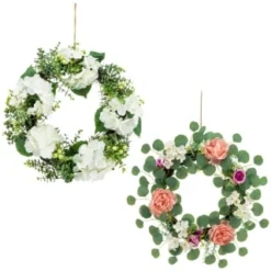 Bloom Spring Flowers Wreath - Pink -Comfort Home Store 392822 spring flowers wreath white