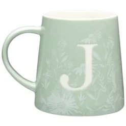 B&M Floral Alphabet Mug (Assorted) -Comfort Home Store 394397 floral alphabet mug green j