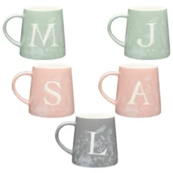 B&M Floral Alphabet Mug (Assorted) -Comfort Home Store 394397 floral alphabet mug group