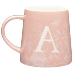 B&M Floral Alphabet Mug (Assorted) -Comfort Home Store 394397 floral alphabet mug pink a