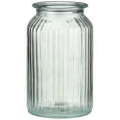 B&M Large Ribbed Glass Jar With Wooden Lid -Comfort Home Store 394426 ribbed glass jar with wooden lid large 3