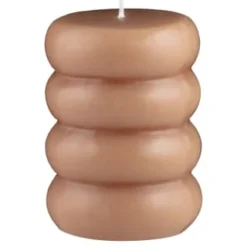 B&M Ribbed Pillar Candle - Brown