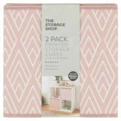 Lokken Printed Storage Cubes 2pk - Pink Diamond -Comfort Home Store 395838 2pk printed lokken storage cubes pink diamond 2