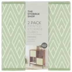 Lokken Printed Storage Cubes 2pk - Sage Diamond -Comfort Home Store 395843 2pk printed lokken storage cubes sage diamond 2