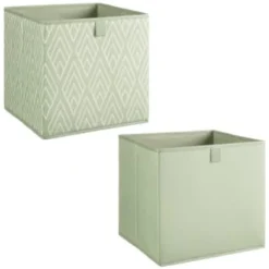 Lokken Printed Storage Cubes 2pk - Sage Diamond -Comfort Home Store 395843 2pk printed lokken storage cubes sage diamond 3