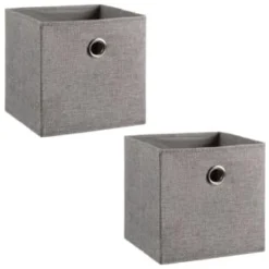 Lokken Linen Storage Cubes 2pk - Grey -Comfort Home Store 395851 2pk linen lokken storage cubes grey 3