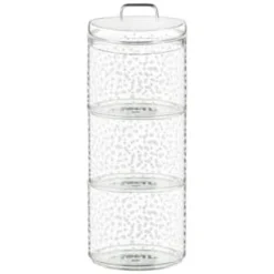 B&M Printed Glass Stackable Storage Jars 3pc - White 10 B&M Printed Glass Stackable Storage Jars 3pc - White -Comfort Home Store 396484 3pk printed glass stackable storage jars white 4