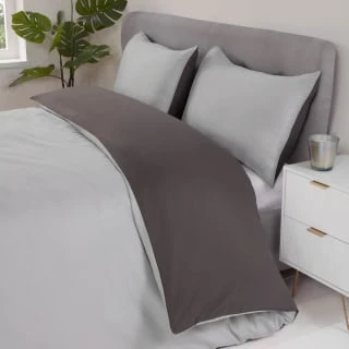 Simply Everyday Reversible King Duvet Set With Pipe - Grey & Charcoal 1 Simply Everyday Reversible King Duvet Set With Pipe - Grey & Charcoal